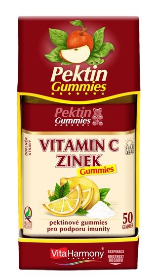 Vitamin C &amp; Zinek Gummies, 50 gum., doplněk stravy Pektinové gummies pro podporu imunity