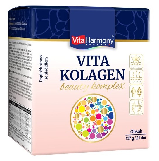 VitaKolagen - beauty komplex, 137 g - 21 dní, doplněk stravy jahodovo - malinová chuť