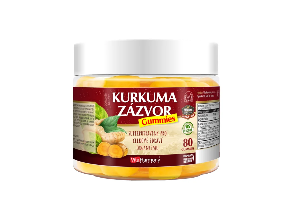 Kurkuma & Zázvor Gummies XXL, 80 gum., doplněk stravy